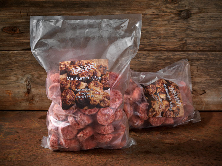 Mini Burger mit Dry Aged Fett – ca. 1.5kg Pack (25g pro Stück)