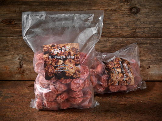 Mini Burger mit Dry Aged Fett – ca. 1.5kg Pack (25g pro Stück)
