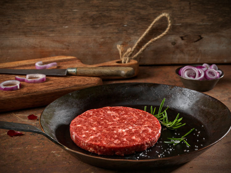 Rindfleisch Burger mit Dry Aged Fett – Pack à 10 Stück (220g pro Patty)